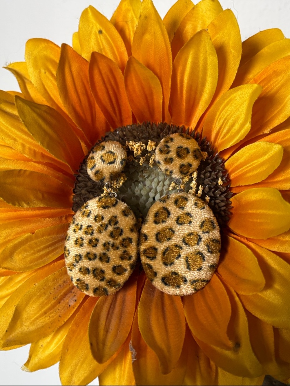 Leopard Print Velvet Drop Earrings - Vintage